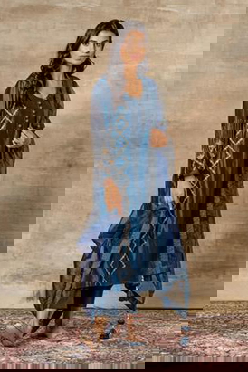 Karigari Blue Nalki Kurta Set